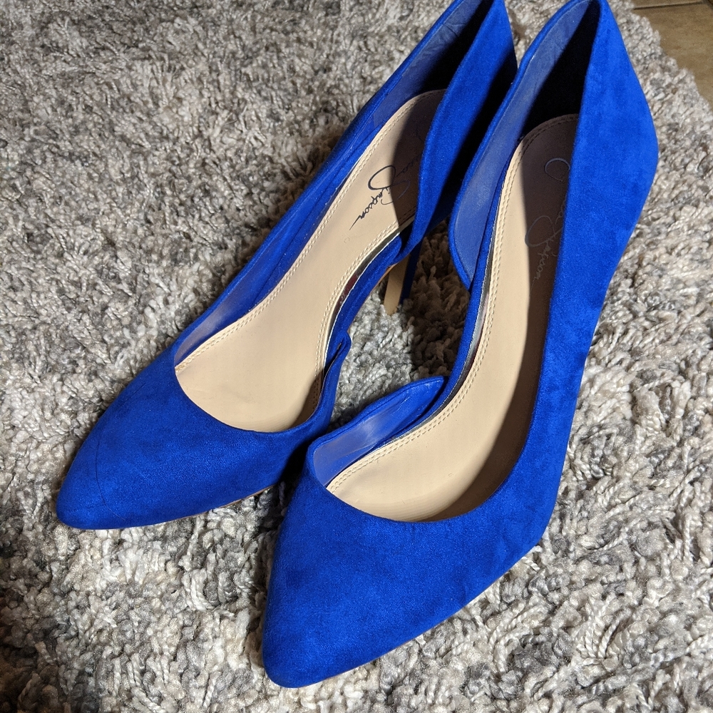 Blue Jessica Simpson Faux Suede Pumps